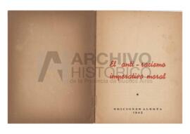 El antirracismo. Imperativo moral. Organización Popular contra el Antisemitismo 1942.