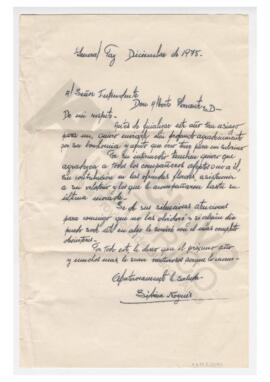 Carta de Silvina al Intendente de General Paz, Alberto Ferrante 1975