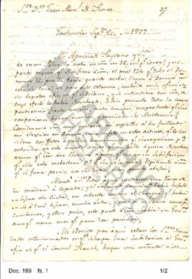 Carta de Fernández Blanco dirigida a Rosas refiriéndose a temas vinculados a la empresa; comunica...