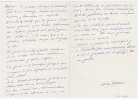Carta dirigida a Adelina, firmada Javier Palacios.