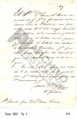 El comisionado Vicente González envía una carta al Juez de Paz de la Guardia de Monte, José Zenón...