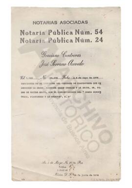 Testimonio de la escritura del contrato de compraventa que celebraron la srta. Agustina Bazan Orn...