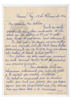 Carta de Silvina para Adelina. General Paz. 1976