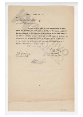 Invitación a Adelina de Alaye en su condición de participante de seminarios realizados en la zona...