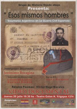 Grupo de historia desde abajo presenta: “Esos mismos hombres” Voluntarios argentinos en la Guerra...