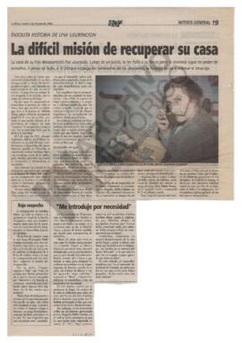 Recorte diario Hoy "La difícil misión de recuperar su casa". 1999