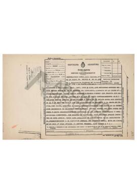 Radiotelegrama dirigido al Juez De la Serna