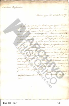 Borrador y copia de la nota enviada por Rosas al gobierno en la cual advierte acerca de cómo prov...