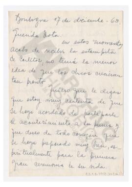 Carta firmada por Titi, con aclaración de Adelina: “la mayor de mis sobrinos”. 1963