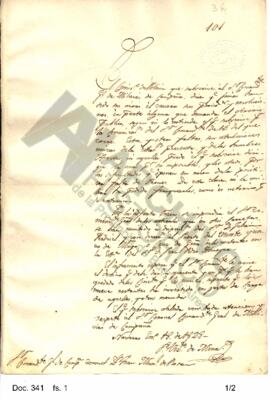 Nota del comisario de Navarro dirigida a Rosas referida a las dificultades encontradas, adjuntánd...