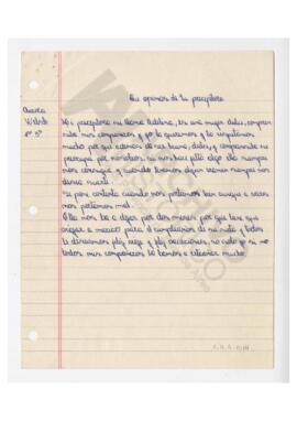 Trabajo escrito por alumno sobre la preceptora Adelina Dematti.