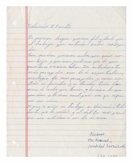 Carta enviada por Rolando A. Pinto (Misiones, Escuela Normal, localidad Sarmiento)