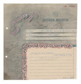 Telegrama recibido por Adelina y Luis María con motivo de su casamiento 1952