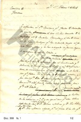 Borrador de una nota enviada por Rosas al Comisario General en la cual se refiere a pagos adeudad...