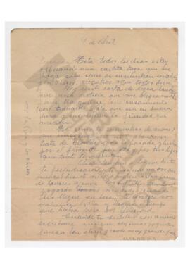 Carta enviada a Adelina por su madre