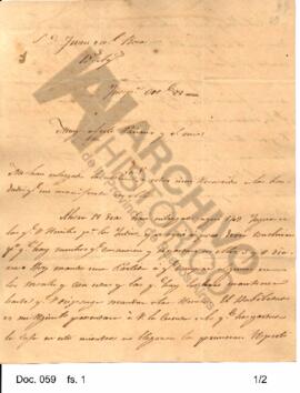 Carta dirigida a Rosas por el coronel Estomba acusando recibo de las yeguas remitidas para manute...