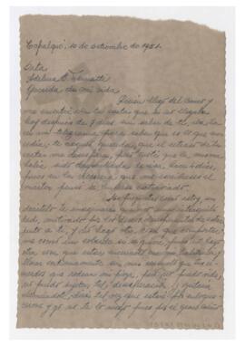 Carta enviada a Adelina por Luis María Alaye. 1951, Tapalqué. Con sobre.