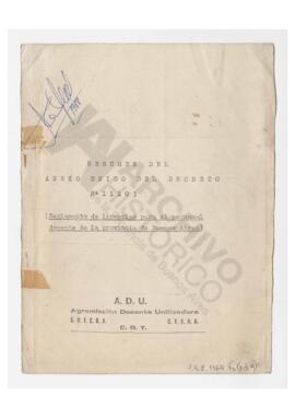 Resumen del anexo único del decreto Nº 11103, AD.U. Agremiación Docente Unificadora, S.U.TE.B.A- ...