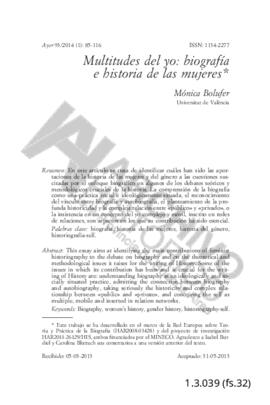 Multitudes del yo: biografía e historia de las mujeres. Mónica Bolufer. Universidad de Valencia. ...