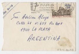 Sobre dirigido a Adelina. Rte: O. Guillermo Rojas Reynoso 42, rue du Berry 94550, Chivelly Larue,...