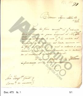 Borrador de una carta enviada al Inspector General en la cual se acusa recibo de una nota del enc...