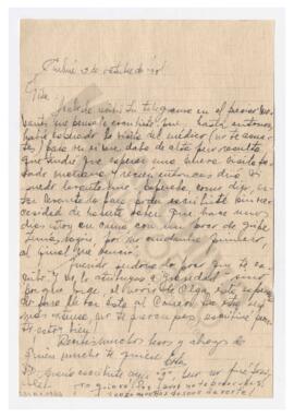 Carta enviada a Luis María Alaye por Adelina. 1951, Carhué