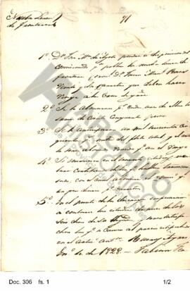 Copia del contrato celebrado por el gobierno con José María de Agote sobre alquiler de carretas. ...
