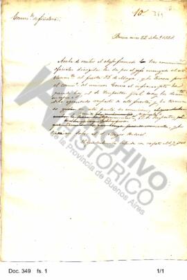 Borrador remitido por Rosas al Inspector General en el cual indica la adjunción de  notas recibid...