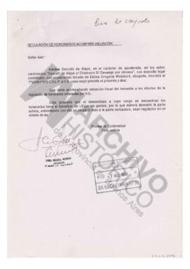 Solicitud de Adelina en carácter de apoderada al Juez se reculen los honorarios ordenadas por V.S...
