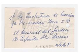 Tarjeta: personal del jardín de infantes Nº 2 de Berisso, 1968