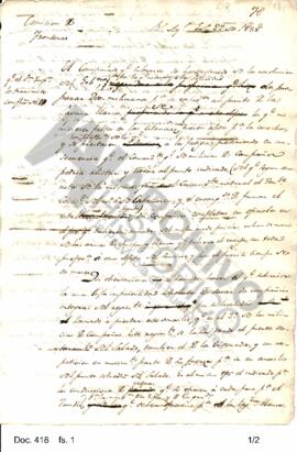 Borrador de una nota dirigida por Rosas al Inspector General en la cual expresa las dificultades ...