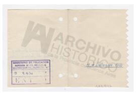 Tarjeta: invitación al homenaje por el día del maestro, jardín de infantes Nº 2 Berisso, 1970