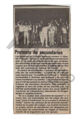 Recorte de diario “Protesta de secundarios”