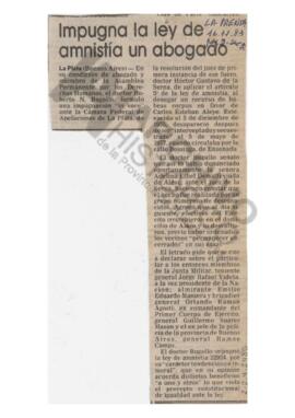 “Impugna la ley de amnistía un abogado”, La Prensa, 1983