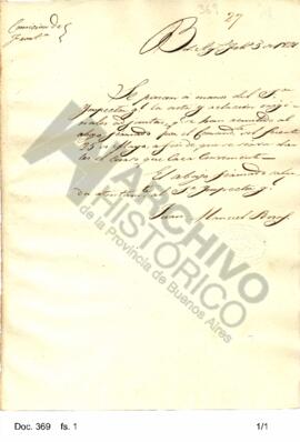 Copia de un oficio dirigido por  Rosas a la Inspección General donde da cuenta de una solicitud d...