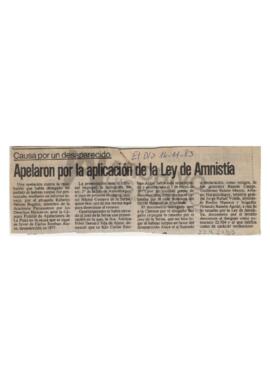 “Apelaron por la aplicación de la Ley de Amnistía”, El Día, 1983