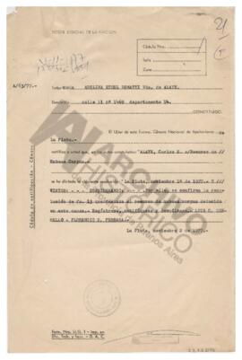 Resolución de rechazo al recurso de Habeas Corpus, Poder Judicial de la Nación. 1977