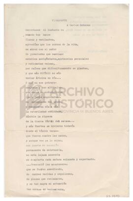 Texto titulado “Finalmente”, dedicado a Carlos Esteban y firmado por Oscar (Di Nova). París, 1978