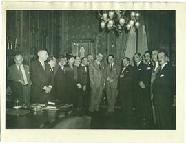 Juan Domingo Perón y con gremialistas