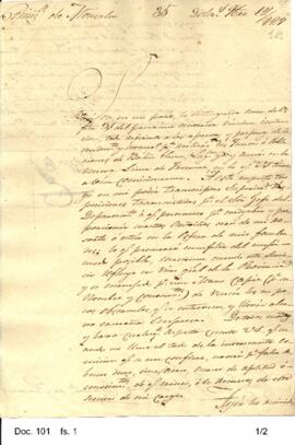 El comisario de Monsalvo, Silverio Vidal, comunica a Rosas la recepción de las instrucciones refe...