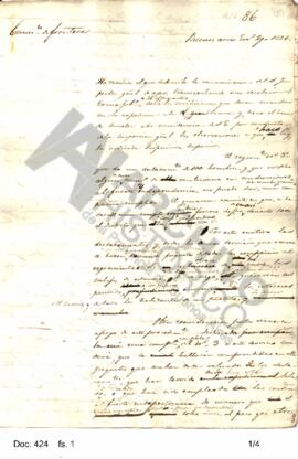 Borrador de una nota enviada por Rosas a la Inspección General exponiendo una serie de considerac...