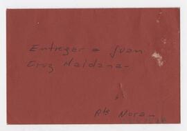 Sobre con inscripción: entregar a Juan Cruz Maidana. Rte. Nora