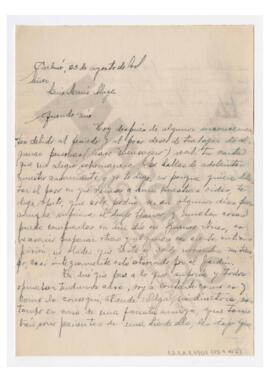 Carta enviada a Luis María Alaye por Adelina. 1951, Carhué