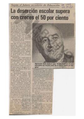 Recorte diario La Voz "La deserción escolar supera con creces el 50 por ciento" según e...