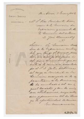 Comunicación de la Comisión Directiva de la Exposición Industrial 1882