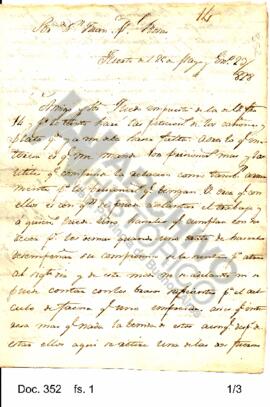 Carta signada por Julián Perdriel relativa a los pormenores de la construcción del fuerte. 1828
