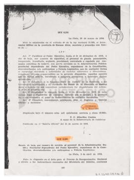 Leyes 8596 y 8597. 1976