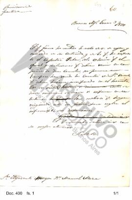 Borrador enviado por Rosas a Manuel Mesa pidiéndole explicaciones acerca de cuestiones vinculadas...