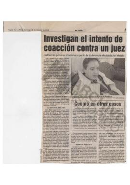Recorte diario El Día "Investigan el intento de coacción contra un juez" 2005