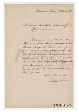 Diploma provisorio de Diputado 1880